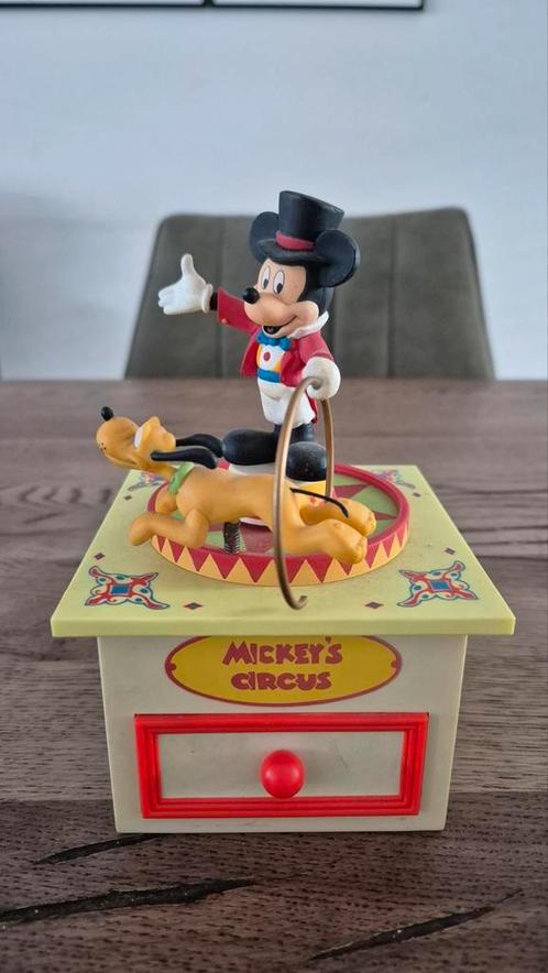 Muziekdoosje Mickey en Pluto, Verzamelen, Disney, Zo goed als nieuw, Beeldje of Figuurtje, Mickey Mouse, Ophalen of Verzenden