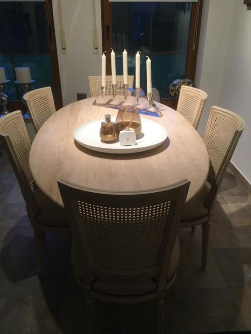 Als Nieuw Travertin eettafel, Huis en Inrichting, Tafels | Eettafels, Zo goed als nieuw, 50 tot 100 cm, 150 tot 200 cm, Vijf personen of meer