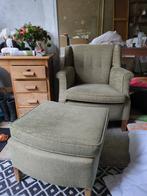 Gebruikte Groene Stoel met Poef - Relaxfauteuil, Ophalen, Gebruikt, 75 tot 100 cm, 75 tot 100 cm