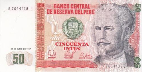 PERU 50 INTIS 1987, Postzegels en Munten, Bankbiljetten | Europa | Niet-Eurobiljetten, Overige landen, Verzenden