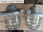 Oude grijze industriele grote mijnlamp/bully/kooilamp H50, Huis en Inrichting, Ophalen of Verzenden, Gebruikt, Metaal