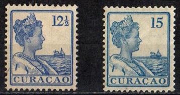 Curaçao nr. 58 en 61 Kon. Wilhelmina 1915-1926 ongebruikt beschikbaar voor biedingen