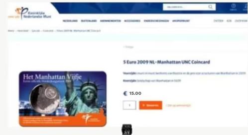 nl COINCARD 2009 Manhattan zie beschrijving, Postzegels en Munten, Munten | Nederland, Losse munt, Euro's, Koningin Beatrix, Ophalen of Verzenden