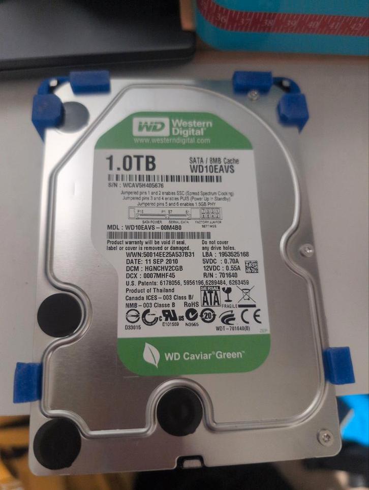 WD Green 1TB HDD - Met Anti-Vibratie Pads, Computers en Software, Harde schijven, Gebruikt, Desktop, Intern, HDD, SATA, Ophalen of Verzenden