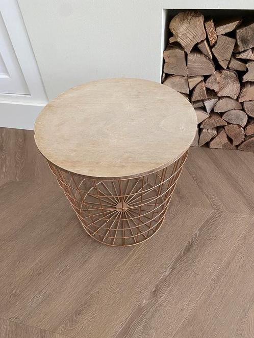 Bijzettafel / decoratieve opbergmand, Huis en Inrichting, Tafels | Bijzettafels, Gebruikt, Rond, Minder dan 45 cm, Minder dan 55 cm