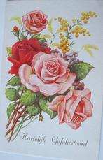 Hartelijk gefeliciteerd - rode en roze rozen, Verzamelen, Ansichtkaarten | Themakaarten, Verzenden, 1980 tot heden, Gelopen, Overige thema's