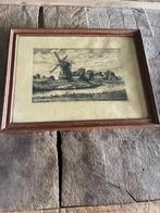 Ets a.j. Grootens (1864-1957) in lijst achter glas., Ophalen
