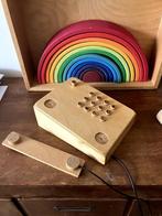 Vintage houten kindertelefoon met echte bel, Kinderen en Baby's, Speelgoed | Houten speelgoed, Ophalen of Verzenden, Overige typen