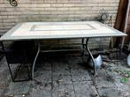 Marmeren grote tuintafel, Ophalen, Gebruikt, Rechthoekig, Rvs