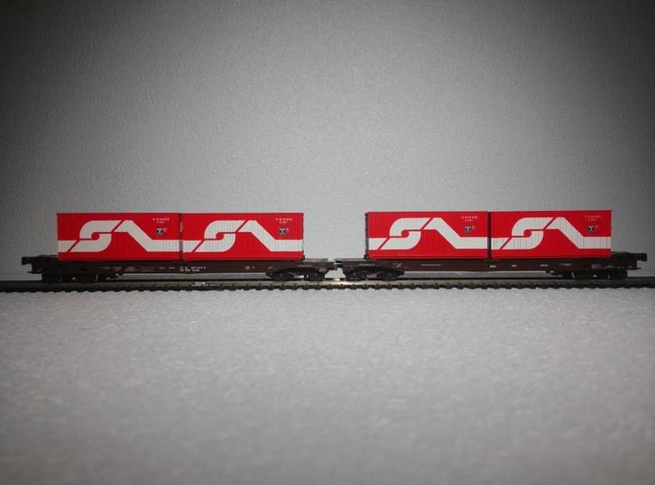 Roco 47541 ÖBB type Saads 8-assige containerwagon, Hobby en Vrije tijd, Modeltreinen | H0, Zo goed als nieuw, Wagon, Gelijkstroom