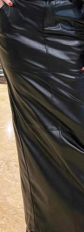 Schitterende Lange Luxe Leren Rok maat M, Kleding | Dames, Gelegenheidskleding, Zo goed als nieuw, Overige typen, Zwart, Verzenden