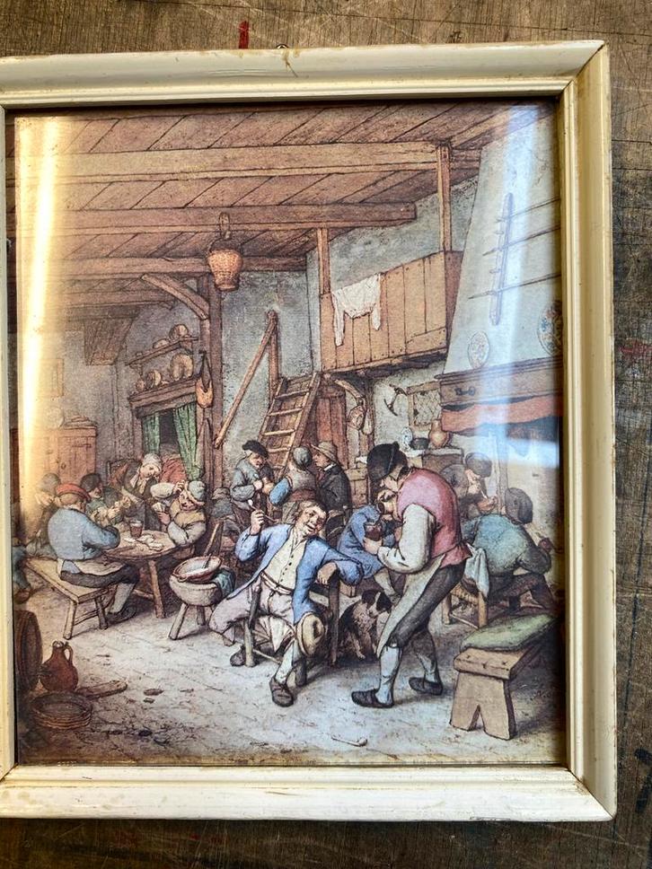 Klassiek Schilderij Interieur met Figuren, Antiek en Kunst, Kunst | Schilderijen | Klassiek, Ophalen of Verzenden