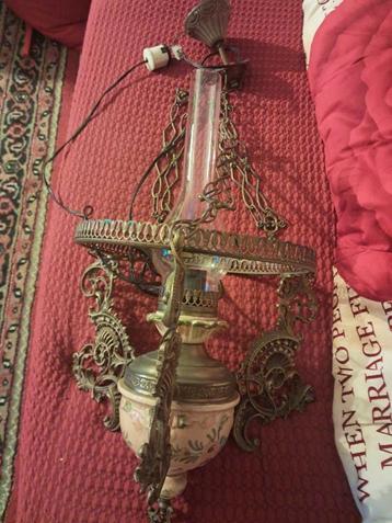 oude olie lamp met glazen kelk jaren 60 beschikbaar voor biedingen