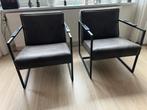 2x leren fauteuil Bibi grijs leer izgst, Ophalen, Gebruikt, 75 tot 100 cm, Leer