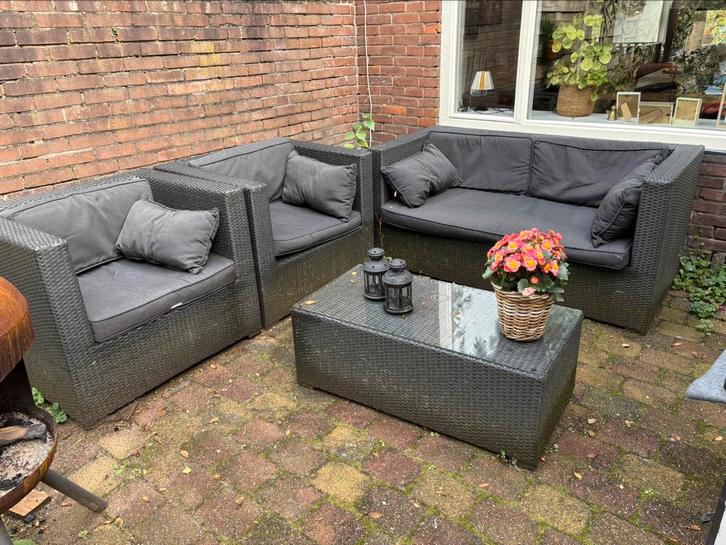 Complete tuinset incl kussens met kleine gebreken, Tuin en Terras, Tuinsets en Loungesets, Gebruikt, Loungeset, Kunststof, 4 zitplaatsen