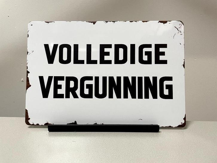 Volledige vergunning wandbord  (Old Look), Huis en Inrichting, Woonaccessoires | Tekstborden en Spreuken, Nieuw, Ophalen of Verzenden