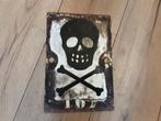 Doodshoofd emaillebord Waarschuwing reclamebord emaille, Antiek en Kunst, Antiek | Emaille, Ophalen of Verzenden