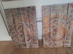 2 x Houten Boedha schilderij, Ophalen, Zo goed als nieuw