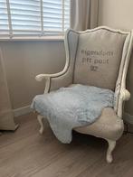 Antieke fauteuil met PTT Post print, Huis en Inrichting, Fauteuils, Ophalen, Gebruikt, 75 tot 100 cm, Stof