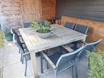 Vierkante eettafel teak 8 personen, Tuin en Terras, Tuinsets en Loungesets, Ophalen, Gebruikt, Teakhout, Eettafel