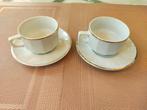 Twee gave kop en schotels. Merk: Porcelaine Bistro ., Ophalen of Verzenden