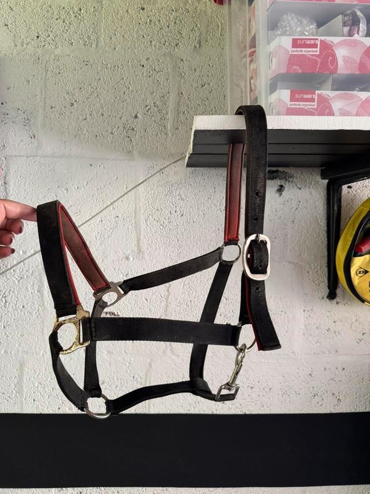 Halster zwart/rood Full, Dieren en Toebehoren, Paarden en Pony's | Hoofdstellen en Tuigage, Gebruikt, Overige soorten, Ophalen of Verzenden