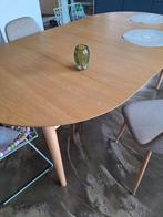 Eettafel ovaal uitschuifbaar van blank hout, Huis en Inrichting, Tafels | Statafels, Ophalen, Zo goed als nieuw