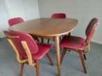 Vintage eettafel + stoelen, 100 tot 150 cm, 100 tot 150 cm, Gebruikt, Vier personen