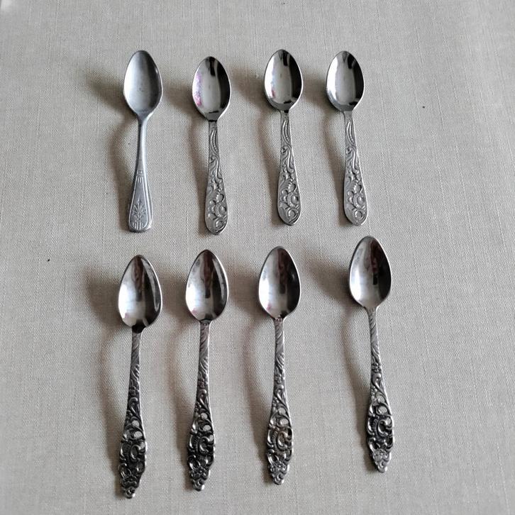 Lepeltjes,3 soorten,kopjes,Sola,verzilverd,thee, Antiek en Kunst, Antiek | Bestek, Ophalen of Verzenden