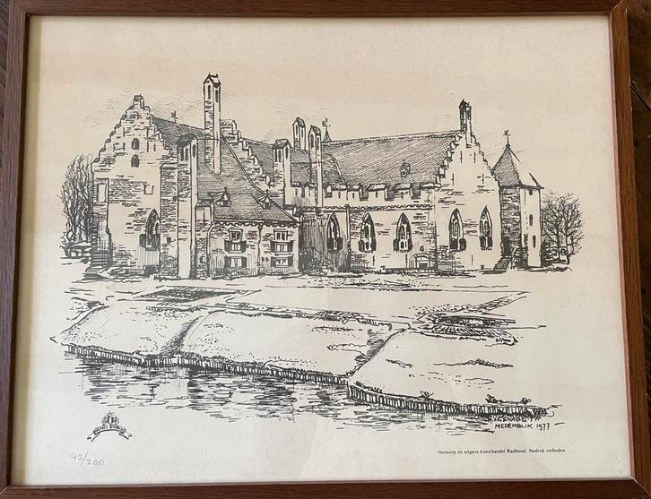 Kasteel Radboud Grafure - Medemblik 1977 (42/200), Antiek en Kunst, Kunst | Etsen en Gravures, Ophalen of Verzenden