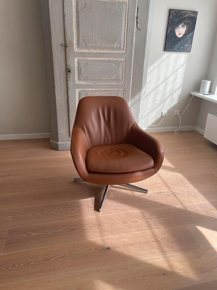 Pode (Leolux) leren fauteuil Spot One, Perle Rustic, Huis en Inrichting, Fauteuils, Zo goed als nieuw, Leer, 50 tot 75 cm, 75 tot 100 cm