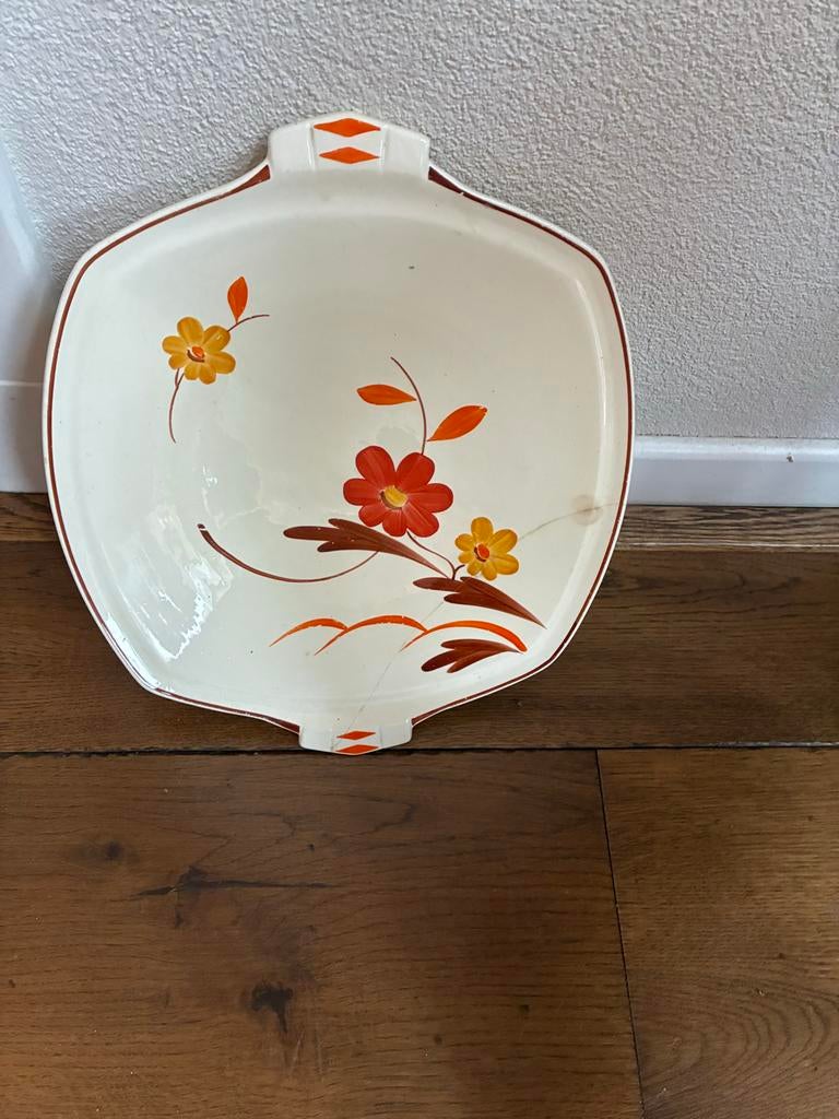 Vintage Société Céramique Maestricht Schaal + 11 Bordjes, Antiek en Kunst, Antiek | Servies los, Ophalen of Verzenden