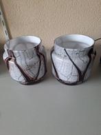 2 glazen handgeblazen planten potten fidrio onyx vlam., Antiek en Kunst, Antiek | Glas en Kristal, Ophalen of Verzenden