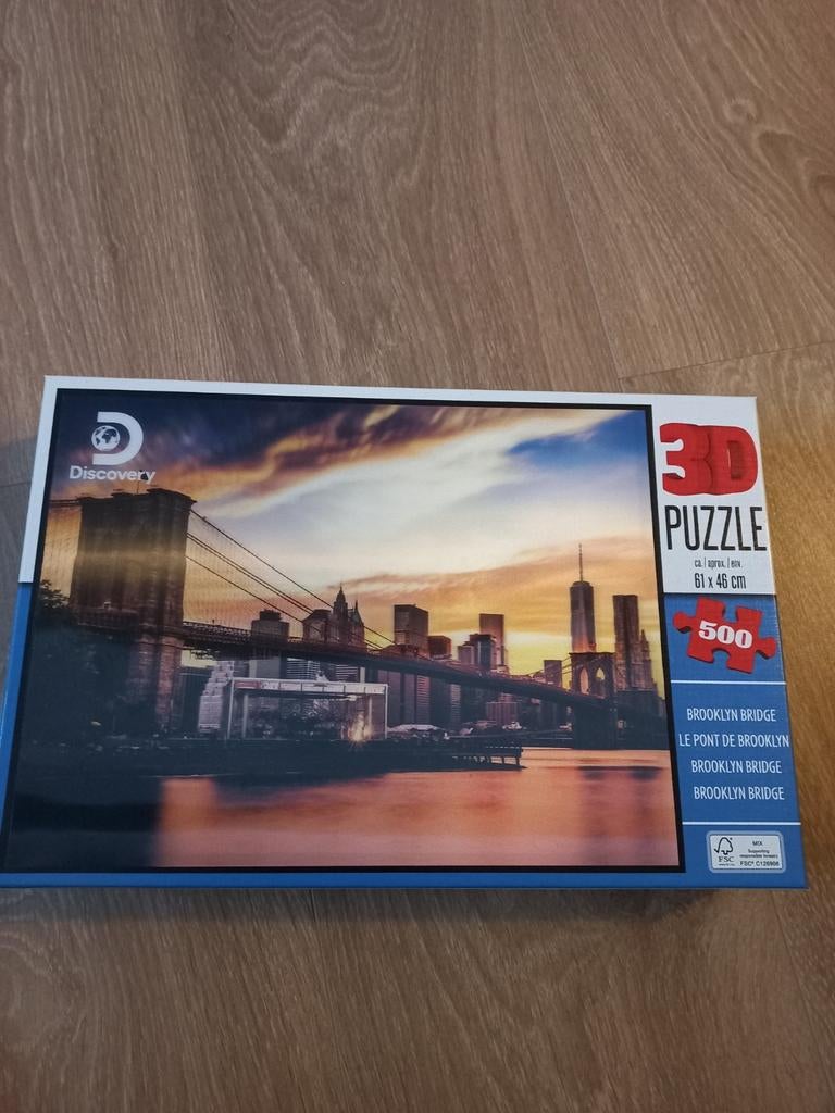 3D Puzzel Brooklyn Bridge - 500 stukjes, Hobby en Vrije tijd, Denksport en Puzzels, Ophalen of Verzenden