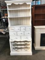 Witte Houten Kast met Laden en Wijnrek, Ophalen, Gebruikt, Landelijk, Met lade(s)