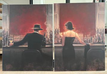 Brent Lynch cigar bar, 2 schilderijen op canvas beschikbaar voor biedingen