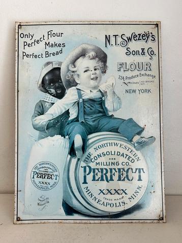 Vintage reclamebord blik metaal Swezey's Son & Co 43 cm beschikbaar voor biedingen