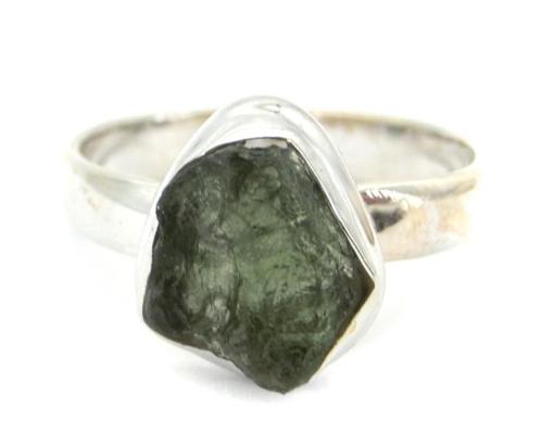 Moldaviet ring in 925 zilver (maat 18), Sieraden, Tassen en Uiterlijk, Ringen, Nieuw, Dame, 18 tot 19, Groen, Zilver, Met edelsteen