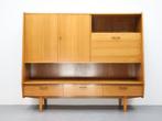 Vintage wandmeubel | Noten | Messing, Minder dan 150 cm, Niet bekend, 25 tot 50 cm, Overige houtsoorten