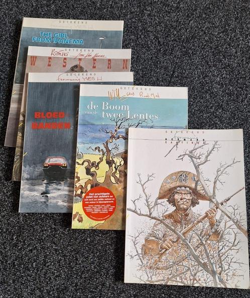 Getekend, 5 stuks stripboeken, Boeken, Stripboeken, Gelezen, Meerdere stripboeken, Ophalen of Verzenden