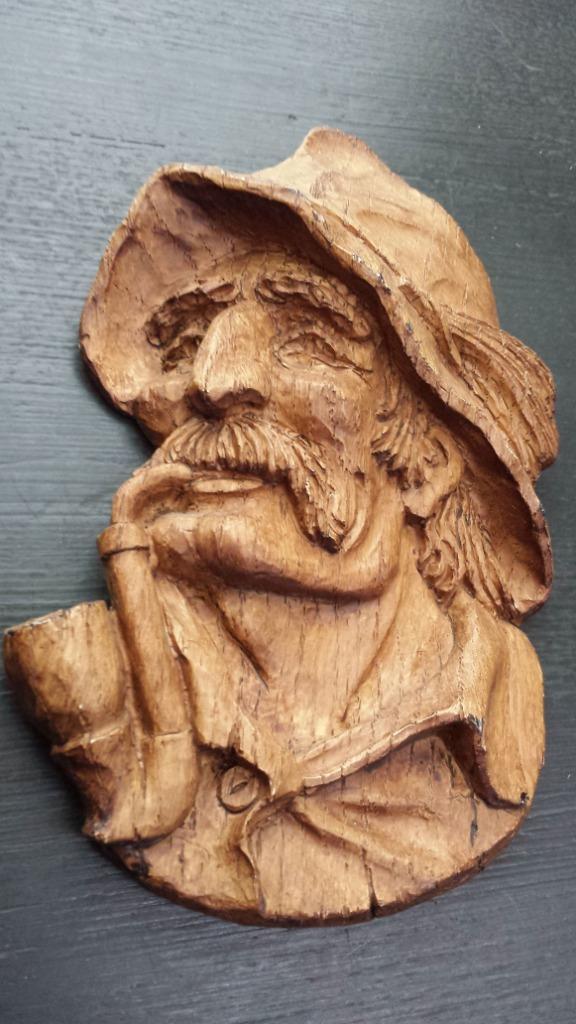 Wanddecoratie MAN met Pijp ~  FÖRSTER ~ Souvenir uit TIROL, Antiek en Kunst, Curiosa en Brocante, Ophalen of Verzenden