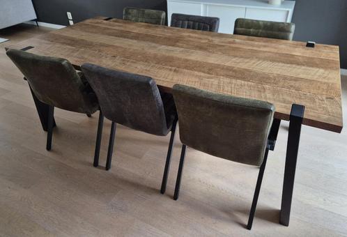 Eetkamertafel + 6x eetkamerstoelen, Huis en Inrichting, Complete eetkamers, Zo goed als nieuw, 4 tot 6 stoelen, Ophalen