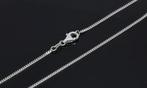 Gourmet schakel 14k wit goud dames collier fraai massief, Voordeelsieraden, Ophalen of Verzenden, Zo goed als nieuw, Met edelsteen