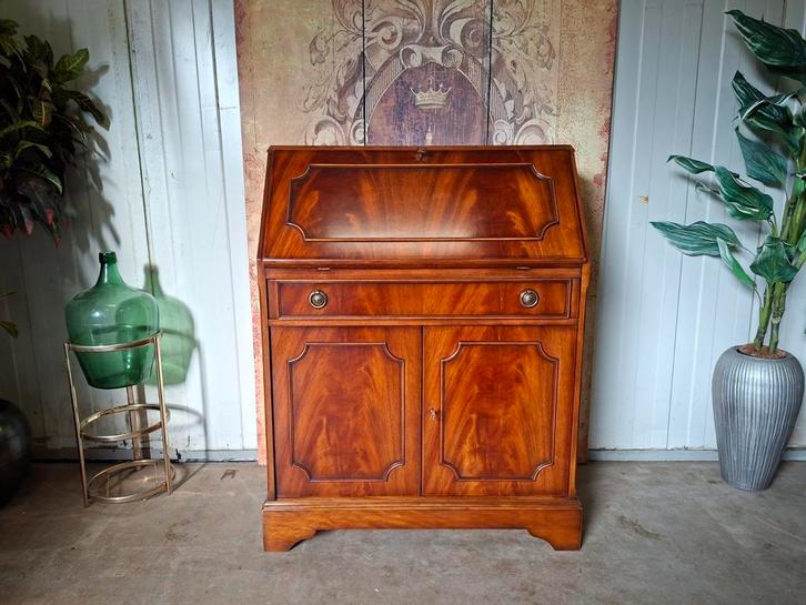 Klassiek Heldense secretaire, schrijftafel met lederen inleg, Huis en Inrichting, Bureaus, Zo goed als nieuw, Ophalen of Verzenden