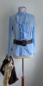 Scapa blouse met jabot 40/42, Pauw Scapa, Verzenden, Zo goed als nieuw, Blauw
