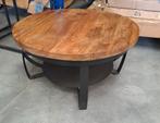 Ronde Salontafel Hout & Metaal, Ophalen, Gebruikt, 50 tot 100 cm, Rond