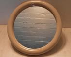 Retro ronde wandspiegel met beige plastic rand, Huis en Inrichting, Minder dan 50 cm, Gebruikt, Rond, Ophalen of Verzenden