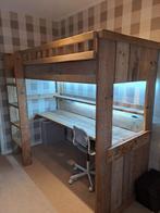 Steigerhouten/ steiger houten hoogslaper met bureau, Huis en Inrichting, Ophalen, Gebruikt, Eenpersoons, 200 cm
