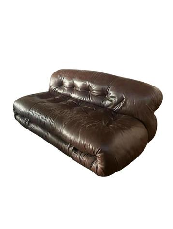 Cassina Soriana 2,5 / 2 zit bank vintage leer beschikbaar voor biedingen