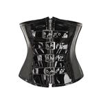 Zwart dames lak korset met riempjes glanzend glimmend leren, Verzenden, Zwart, Body of Korset